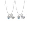 thumbnail image 1 of Delight Jewelry Silvertone Light Blue Baby Shoe with Crystal Strap Mother & Daughter Heart Necklaces (Set of 2), 19"+2", 1 of 4