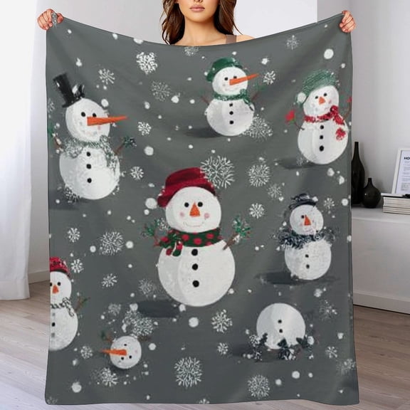 RKSupls Christmas Throw Blanket,Christmas Decorations Gifts,Soft Warm Flannel snowmman snowflake Blanket for Home Bed Sofa Couch,40x50 in