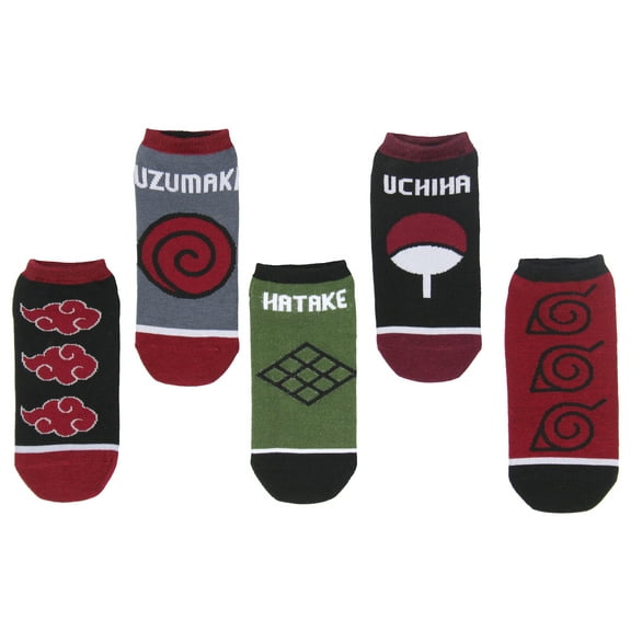 Naruto Shippuden Socks Adult Akatsuki And Clan Names Anime No Show Mix And Match Ankle Socks 5 Pairs