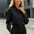 thumbnail image 2 of Aihuaihua Women's Tie Neck Elegant Blouse Dressy Casual Collared Long Sleeve Work Top Lightweight Business Office Shirts Black XXL, 2 of 4