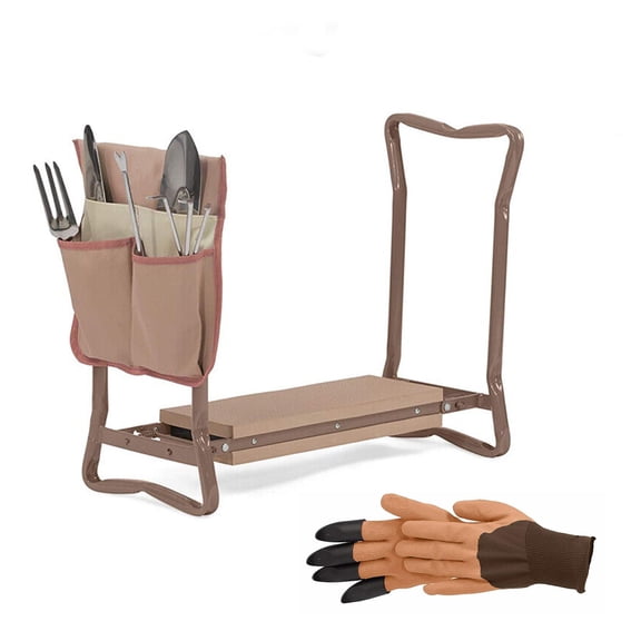 Foldable Garden Kneeler and Seat Bench with 2 Free Tool Pouch and 1 Gloves