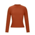 thumbnail image 5 of Women's Ribbed Knit Long Sleeve Mock Neck Slim Fit Thermal Base Layer Top Stretchy Lightweight Sweater Shirt for Fall Winter Orange M, 5 of 7
