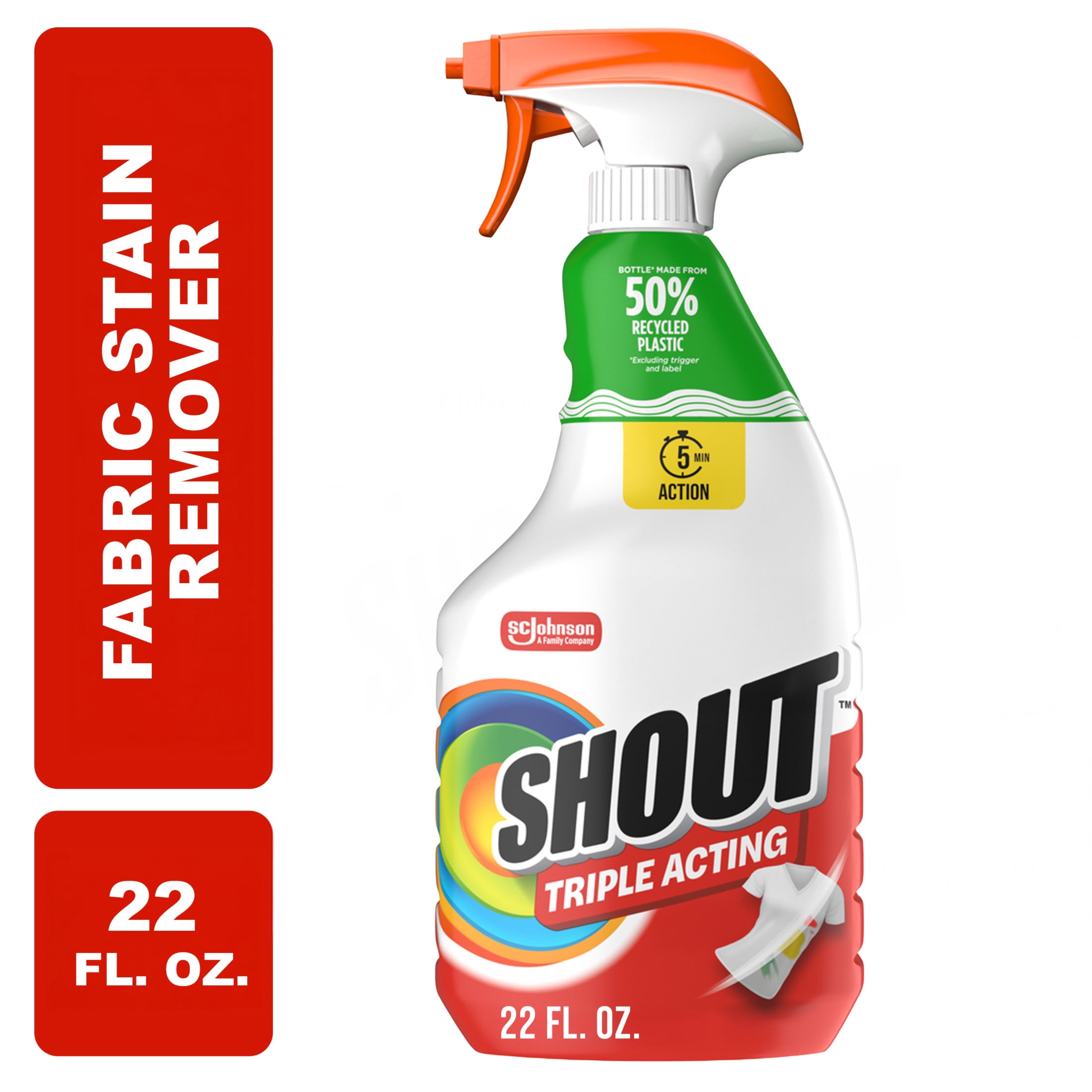 (3 pack) Shout Active Enzyme Laundry Stain Remover Spray, Triple-Acting Formula Clings, Penetrates, and Lifts 100+ Types of Everyday Stains - Prewash Spray 22 FL. OZ.
