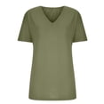 thumbnail image 5 of Vivianyo HD Women Top Clothes Plus Size Women Fashion Casual Solid Color Shirts Short Sleeve Loose Tee Tops V-neck Tops Blouse Flash Picks Green, 5 of 6