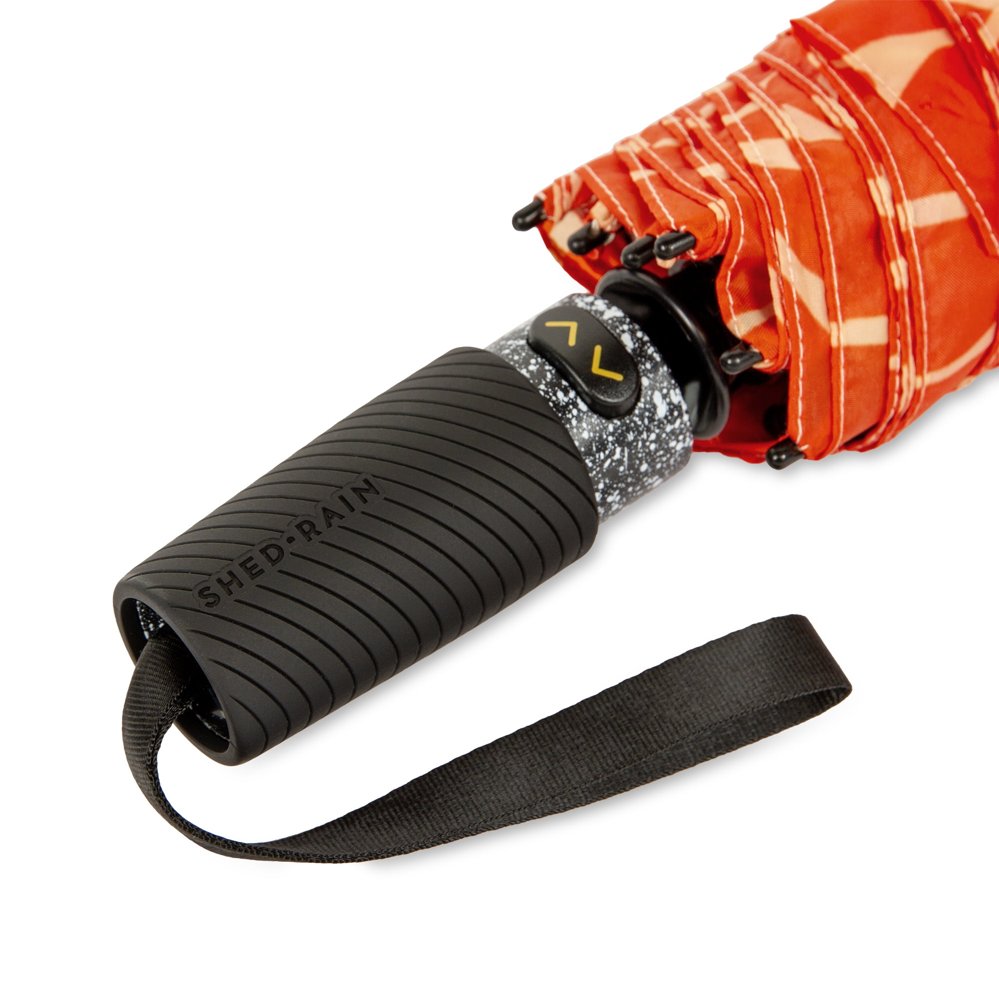Canopi by ShedRain Sun+Rain Auto Open Auto Close 43" UPF 50+ Printed Rain Umbrella - Orange Floral