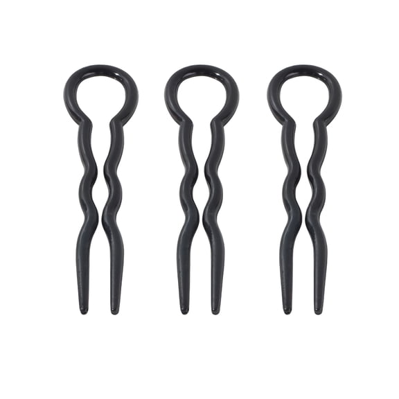 VANIDO 3PCS Plastic U Shaped Hair Pins Pin Wavy Crink U Shaped Chignon Hair Pin Updo Bun Pins Stick French Sleek Hair Braid Styling Clip Pin Hair Accessories For Lady Women Girl