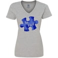 thumbnail image 3 of Inktastic Autism Awareness Be Kind Dark Blue Puzzle Piece Women's V-Neck T-Shirt, 3 of 5