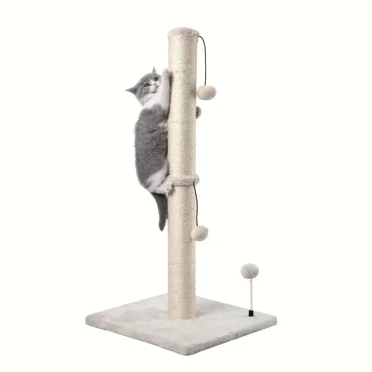 Tall Cat Scratching Posts for Indoor Cats Adults with 2 Hanging Ball, Large Cat Scratch Post Cat Scratcher Includes Sisal Rope