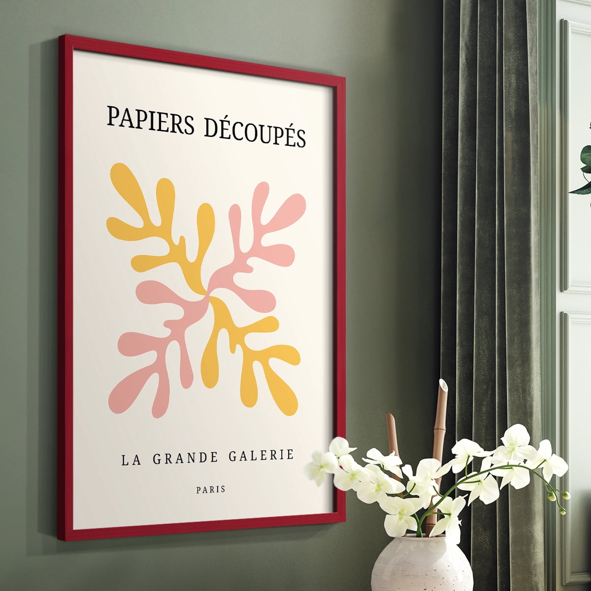 Matisse CDI in Red Solid Wood Framed Print No Nail Hanging