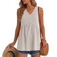 thumbnail image 4 of enyan Womens Workout Tops Women's Tank Tops V Neck Summer Racerback Tops Loose Fit Casual Sleeveless Tee Workout Yoga Athletic Shirts,Beige,XXL, 4 of 7