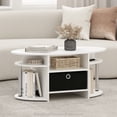 thumbnail image 6 of Furinno JAYA Simple Design Oval Coffee Table with Bin, White Oak, Stainless Steel Tubes, 6 of 6