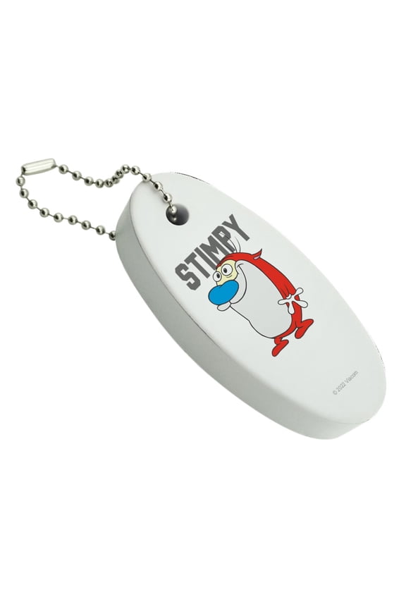 Ren and Stimpy Show Collegiate Stimpy Floating Keychain Oval Foam Fishing Boat Buoy Key Float
