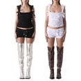 thumbnail image 3 of Gupgi 2 Piece Women Ruffle Outfits Sleeveless Tank Top and Bloomer Shorts Summer Loungewear Pajama Set, 3 of 7