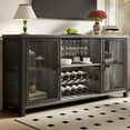 thumbnail image 6 of Industrial Coffee Bar Cabinet, Sideboard Buffet Cabinet for Liquor and Glasses, Rustic Wine Bar Cabinet with Storage Rack, Console Liquor Bar for Home Kitchen Dining Room, Light Gray Oak 55 In, 6 of 11