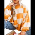 thumbnail image 2 of Suéter Holgado de Punto Acanalado con Cuello Redondo y Larga para Mujer, Moda de Otoño Naranja M, 2 of 9
