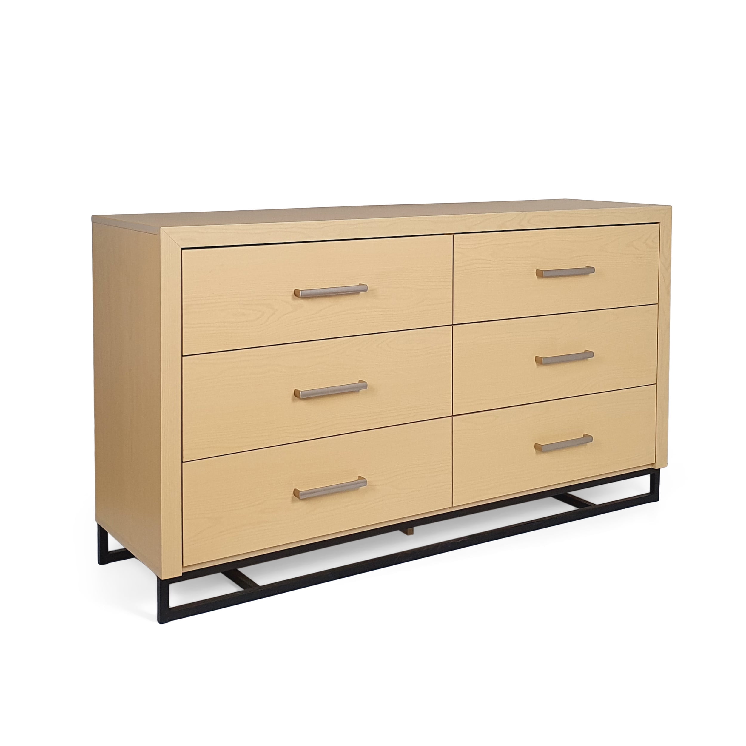 Noble House Cayuga Faux Wood 6 Drawer Double Dresser, Natural and Black