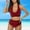 006Wine, variant on Generic Womens Two Piece Swimsuits Tummy Control Bathing Suits High Waisted Bikini Sets V Neck Crisscross Tie Back Swimwear