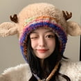 thumbnail image 2 of Guardurnaity Gorro de cuernos de ciervo deformable 2 en 1. Transfórmelo en gorro y bolso con estilo. Gorro de cuernos de ciervo navideño con Sombreros caqui M (56-58 cm), 2 of 6