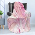 thumbnail image 4 of Marble Print Soft Flannel Fleece Throw Blanket, Watercolor Brushstroke Style Hazy Mixed Colors in Murky Display, Cozy Plush for Indoor and Outdoor Use, 50" x 70", Magenta Coral Cream, by Ambesonne, 4 of 5