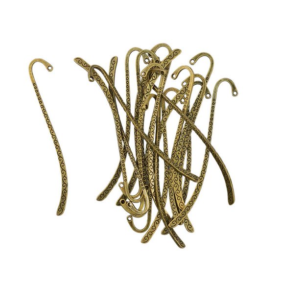 Matsuzay Marcapáginas con patrón de línea de abalorios de bronce de 20 piezas con orificio para hacer bricolaje Suministros de escritura y corrección