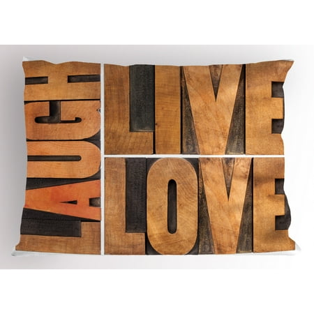 Live Laugh Love Pillow Sham Macro Calligraphy With Life Message