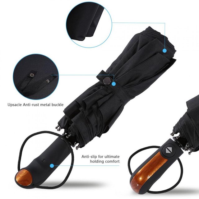 LHCER Rain Umbrella, Automatic Folding Umbrella,Folding Travel Umbrella Automatic Windproof Compact Portable Rain Umbrellas 10 Ribs