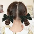 thumbnail image 6 of Green Velvet Hair Bows 2 Sizes Long and Basic Hair Bow Set for Toddler Girls Long Ponytail Knot Bows Alligator Clip Hair Accessories for Little Girls,3PCS, 6 of 6