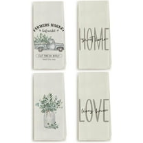 Green Eucalyptus Leaf Kitchen Towels Dishcloths Set of 4, Love Sweet Home Decorative Absorbent Drying Cloth Hand Towels Tea Towels for Bathroom Kitchen,18x26 Inch