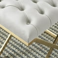 thumbnail image 2 of Contemporary Velvet & Stainless Steel Bench in Ivory & Gold, 2 of 6