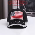 thumbnail image 3 of GIJNRIUIUA Hat for Women Under $5 Summer Sales USA American Flag Rhinestone Baseball Cap Red White Blue Star Crystal Bling Adjustable Lightweight Cotton Casual Sun Hat White Cowboy Hats One Size, 3 of 7