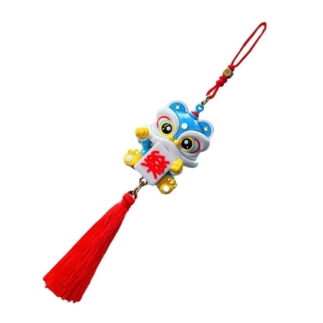 Colgante para interior de coche con diseño de danza del león, decoración para colgar en el espejo del coche. feliz
