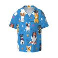thumbnail image 3 of Balery Cute Dogs Men's Casual Button Down Shirt Short Sleeve Textured Summer Cuban Beach Shirts-Medium, 3 of 7