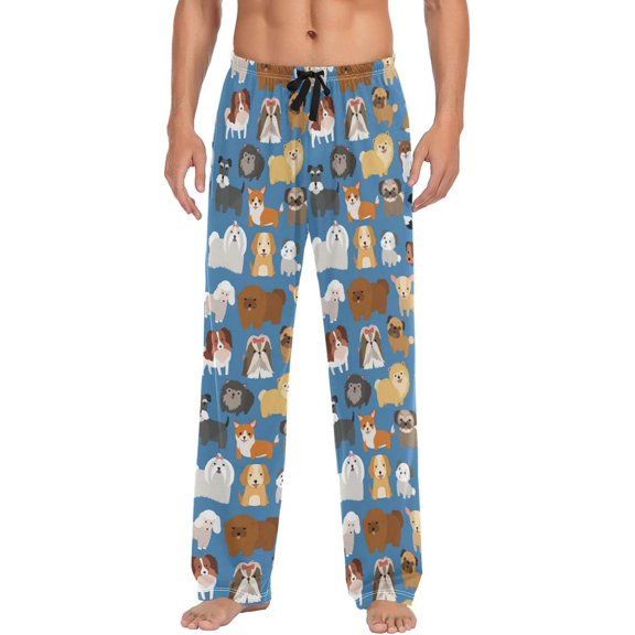 GZHJMY Dog Pajama Pants for Men, Lounge Pants Lightweight Men Pajama Bottoms with Drawstring Pockets, Christmas New Year Birthday Gifts, Medium