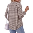 thumbnail image 5 of Fantaslook Plaid Womens Button Down Shirts 3/4 Sleeve V neck Tops with Smocked Cuffs Dressy Cotton Blouses, 5 of 10