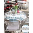thumbnail image 5 of Outdoor Tablecloth with Umbrella Hole for Patio/Picnic/Party/Camping, Blue Coastal Waterproof Table Cloth Round Cover Washable, Ocean Eucalyptus Starfish Coral Leaves (Dia 54"), 5 of 8