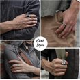 thumbnail image 4 of 4Pcs Stainless Steel Vintage Signet Rings for Men Biker Rings Set Pinky Thumb Spinner Ring Silver Gold Polished Edge Mens Rings for Men Jewelry Gift, 4 of 5