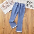 thumbnail image 2 of Zshosam Baggy Jeans for Teen Girls Kids Girls Casual Baggy Wide Leg Denim Pants Elastic Waist Casual Jeans Size 4T 5T,(Dark Blue 4-5 Years), 2 of 4