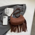 thumbnail image 3 of Bolso con borla de media luna para mujer, bolso bohemio con correa ajustable, bolso de media luna para mujer, 3 of 8