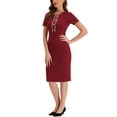 thumbnail image 4 of MODA NOVA Juniors Wear-to-Work Business Round Neck Short Sleeve Sheath Midi Dresses, 4 of 4