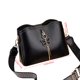 thumbnail image 3 of Women's Soft Washed Leather Shoulder Bag Multi-Zip Large Capacity Handbag With Bow Shell, Black, 3 of 9