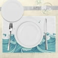 thumbnail image 3 of Ambesonne Nautical Place Mats Set of 4, Ship and Ocean Waves, Standard Size, Aqua Taupe, 3 of 6