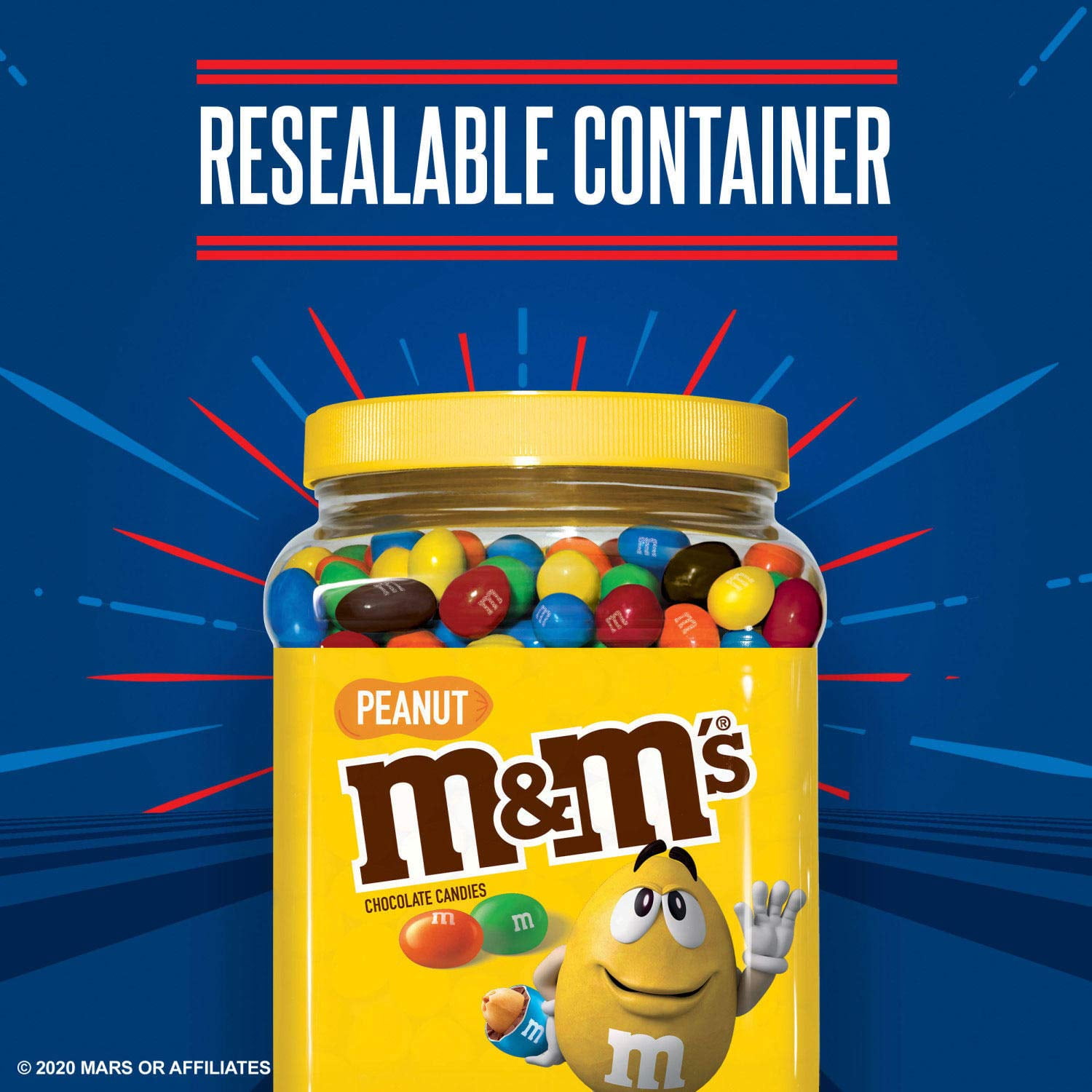 M&M's ® Peanut 62 oz. Pantry Size Jar ® - 1 Unit - Candy Favorites
