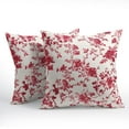 thumbnail image 4 of Wine Red Floral Pillow Covers 18x18 Inch Set of 2 Red and Cream Chinoiserie Flower Outdoor Decorative Throw Pillows Vintage Rustic Toile Pillowcases Cushion Covers for Couch Home Decor, 4 of 4