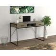 thumbnail image 1 of Safdie & Co. Computer Desk Dark Taupe 2 Drawers 1 Shelf Black Metal, 1 of 3