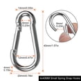thumbnail image 2 of 30 Pack Sliver Spring Hook, Zinc-Galvanized Steel Carabiner Small M4x40MM Carabiners for Backpacks or Key Chains, Silver Quick Link Snap Spring Clip Hook for Ropes, Pet, Indoor and Outdoor Equipment, 2 of 5