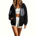 thumbnail image 7 of Hurxie Women's Spring Zip Up Y2K Hoodies Casual Long Sleeve Sweatshirts Fall Winter Track Jackets with Pockets Black,XL, 7 of 7