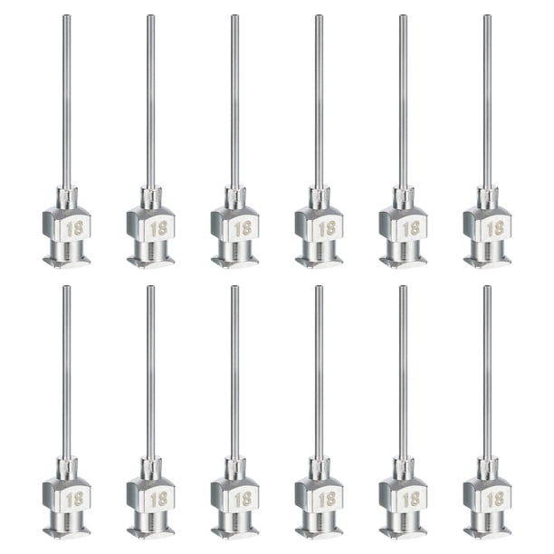 Uxcell 12 Pcs 18G 1 Inch Blunt Tip Dispensing Needle with Lure Lock for Refilling Liquid Inks Adhesives
