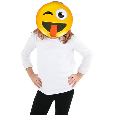 Texting Emoticon Emoji Tongue Stuck Out Face Mask Costume