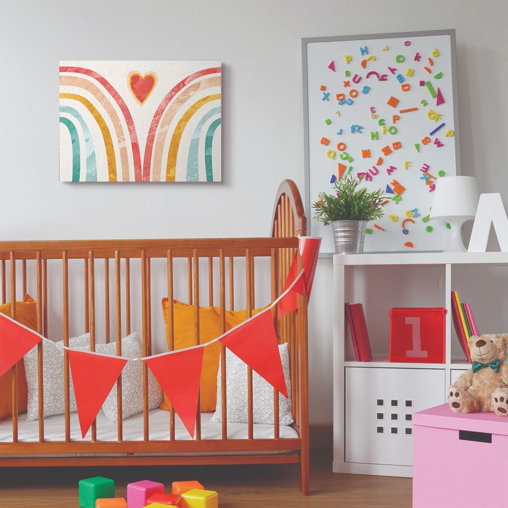 The Kids Room by Stupell Kids Paper Collage Rainbow Heart Design Canvas Wall Art by Daphne Polselli