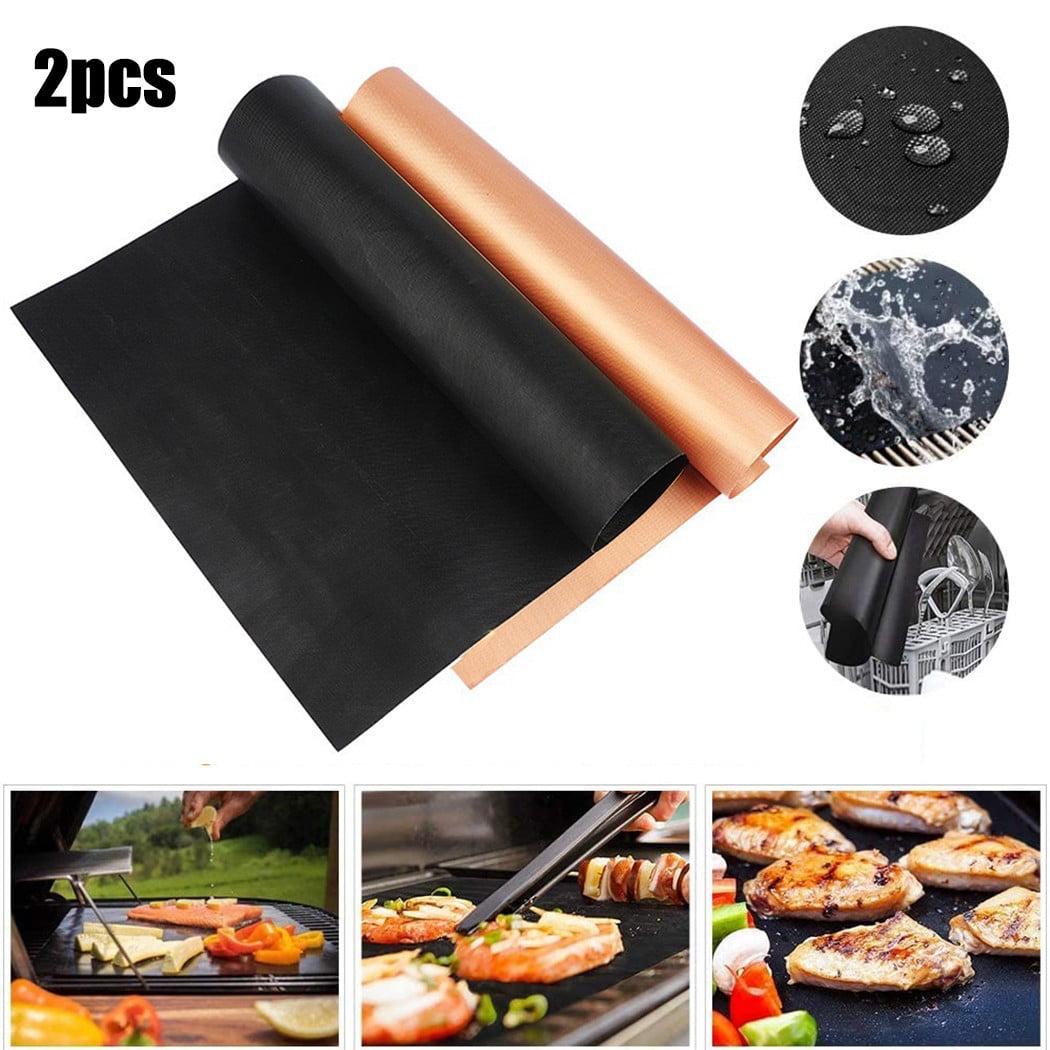 2x Easy BBQ Grill Mat Non-Stick Out Cooking Liner Baking Mat Pad Sheet US Stock 